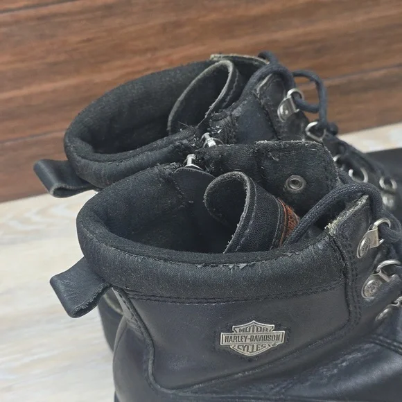 VNTG 90s/Y2K Harley-Davidson Women Leather Ankle LaceUp Riding Moto Boots SZ 10 - Picture 10 of 16